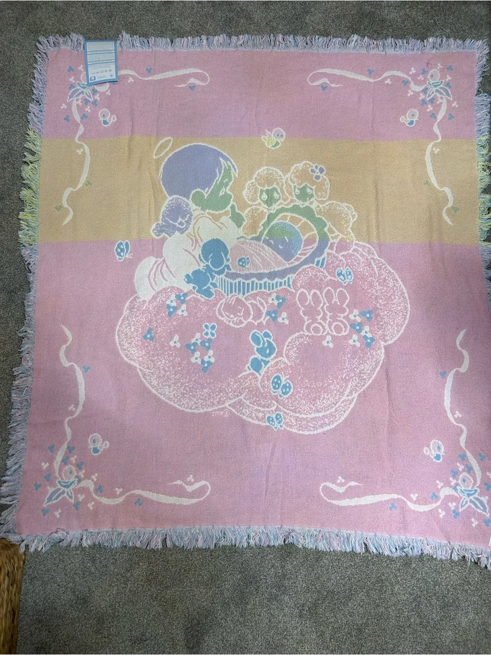 Precious Moments Pastel Baby Throw Blanket - Pink, Blue, Cream